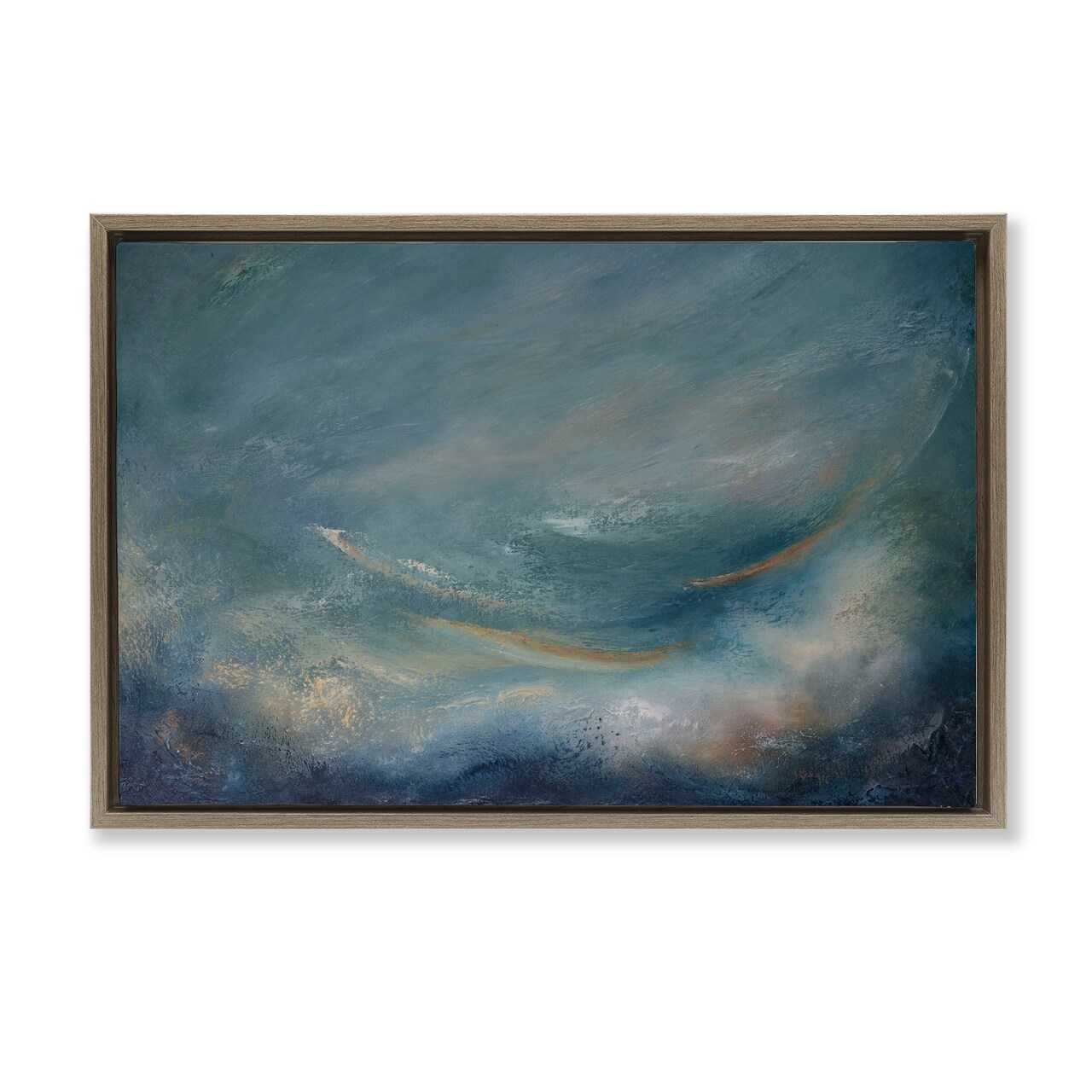 Stupell Industries Dark Storm Clouds Abstract Floater Framed Canvas Wall Art Design by Lydia Orange